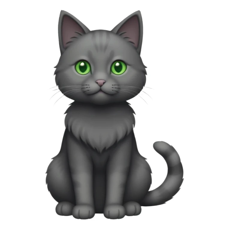 full body completely solid dark grey cat with green eyes and white paws sticker