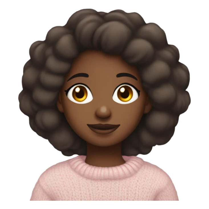 Pretty brown eyed black girl with light pink sweater reading cozy sticker