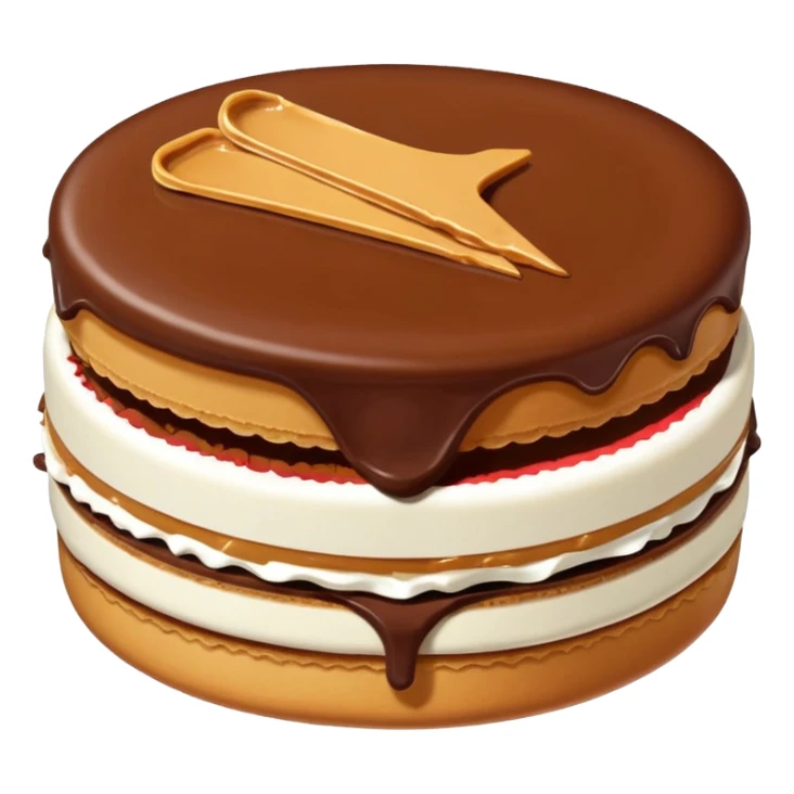 alfajor típico relleno de dulce de leche y cubierto de chocolate, mordido sticker