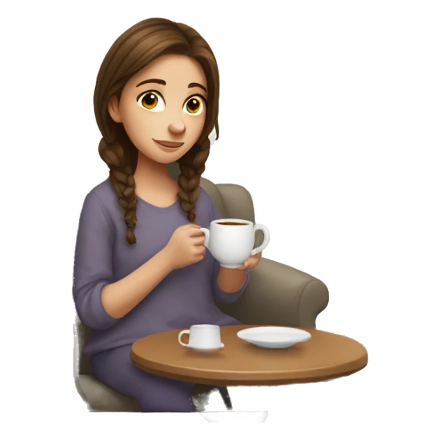 Cozy girl with brown hair and tea  sticker