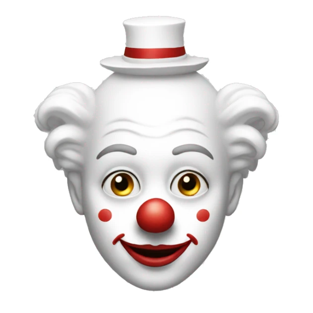 clown emoji but its all white colors and not a full corect circle sticker