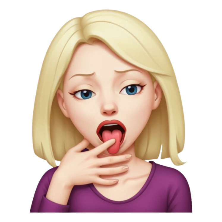Woman strangling herself with tongue out and eyes shut sticker