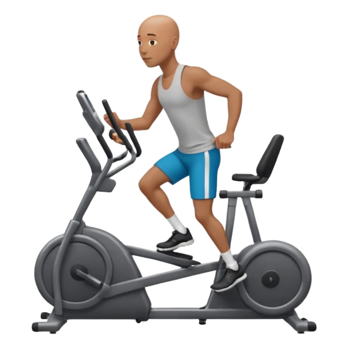 bald African American man on elliptical machine sticker