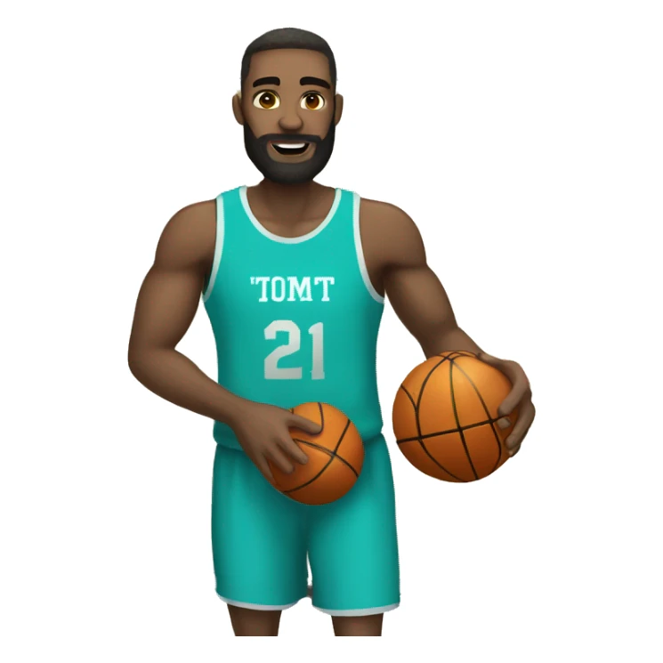 man with beard and turquoise eyes and clear skin playing basketball sticker