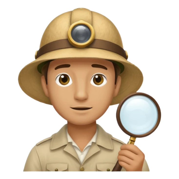 a man with jungle and magnifying glass sticker