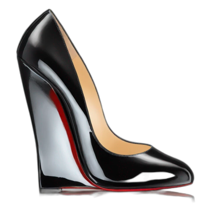 WEDGE heel LOUBOUTIN black leather PATENT sticker