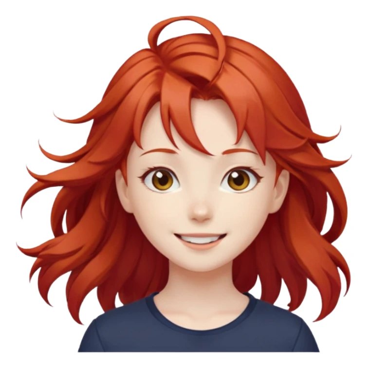 cute anime girl with red blowing hair sticker