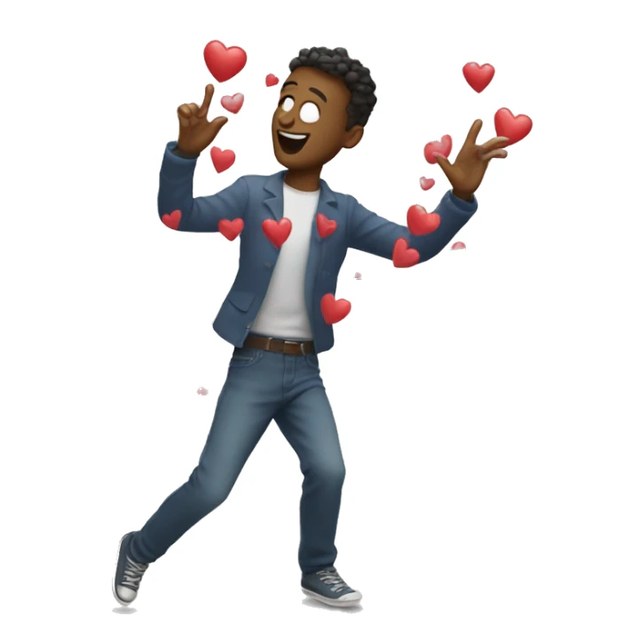 dancing guy with a lot of hearts sticker