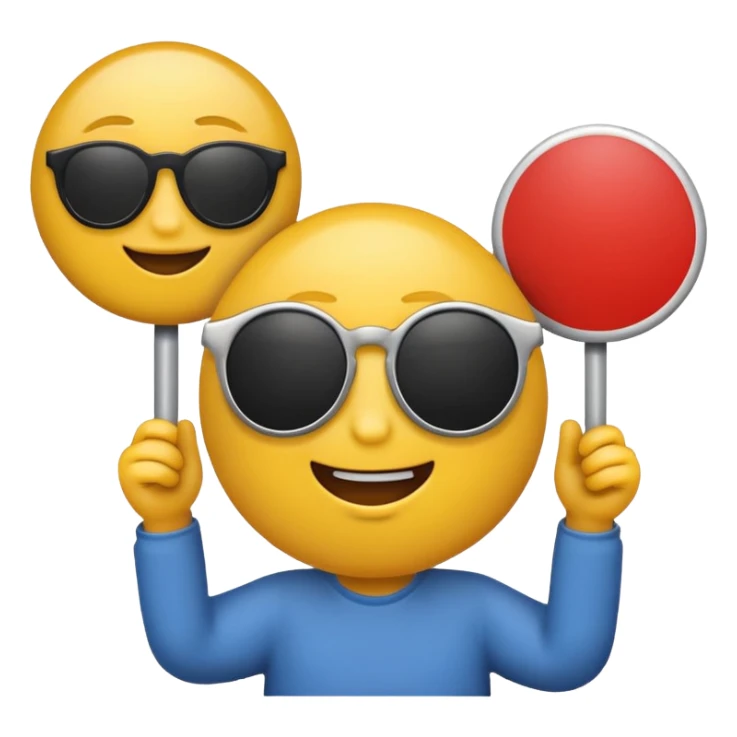 Emoji with sunglasses and place sign on the side  sticker