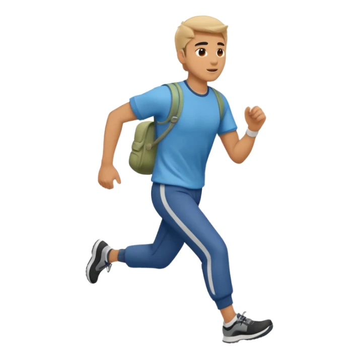 man running to the right, full body, walking clothes sticker