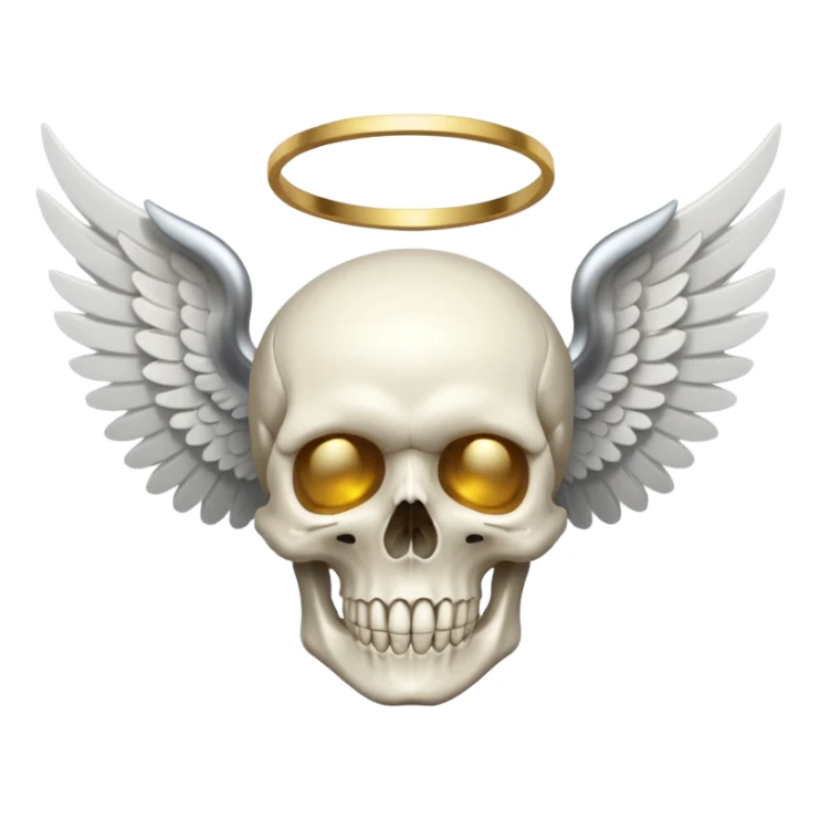 Skull emoji with wings and halo  sticker