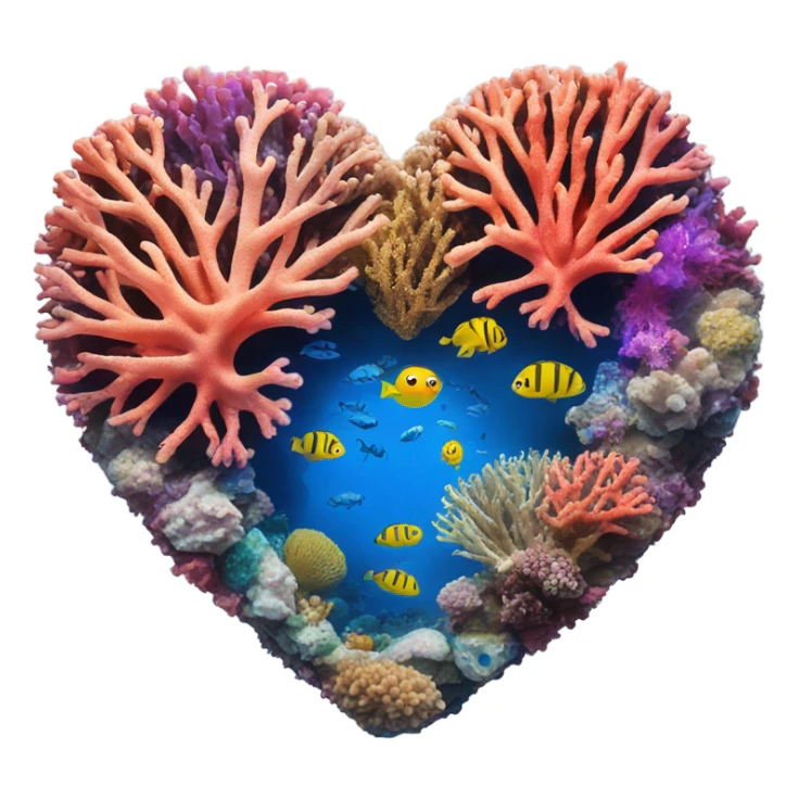 Colorful ocean Coral reef in the shape of a heart sticker