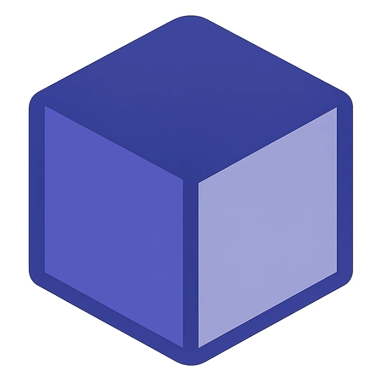 indigo cube, flat color, minimalistic sticker