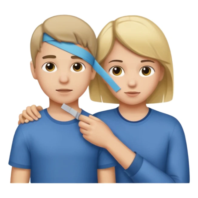 Make a boy taping a girls head sticker