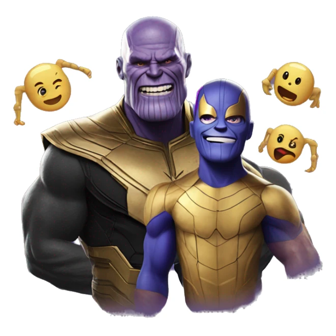 thanos happy whit spider man popping toghether sticker