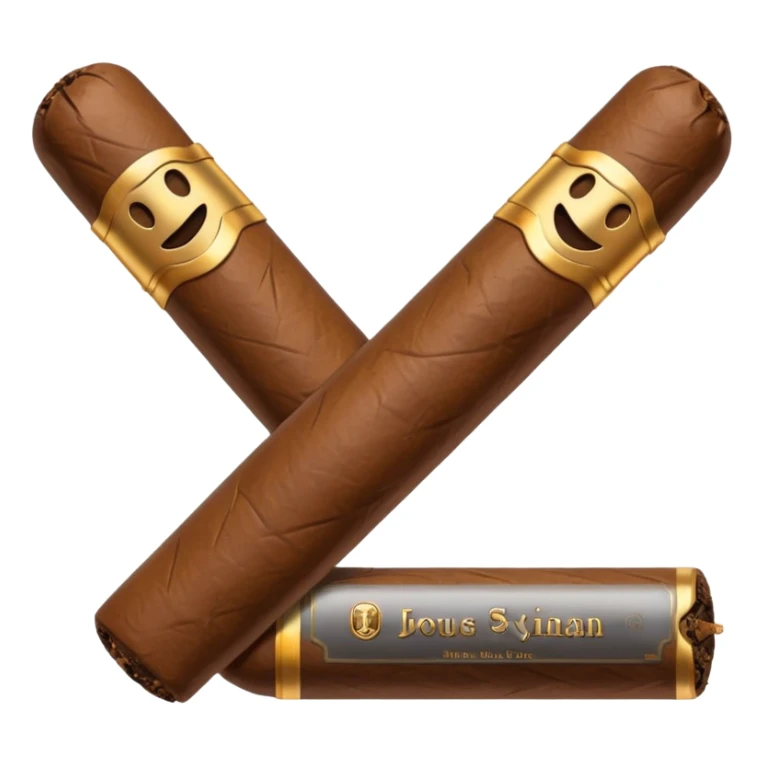 Emoji-style cigar icon, dark brown wrapper, subtle smoke, minimalistic, clean silhouette, metal details, no gold details sticker