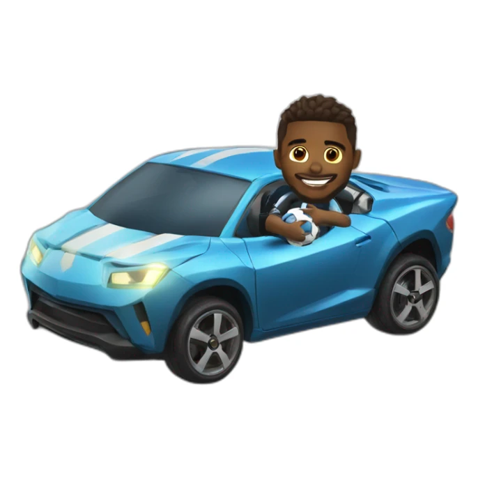 an footballer in a car playing rocket league sticker
