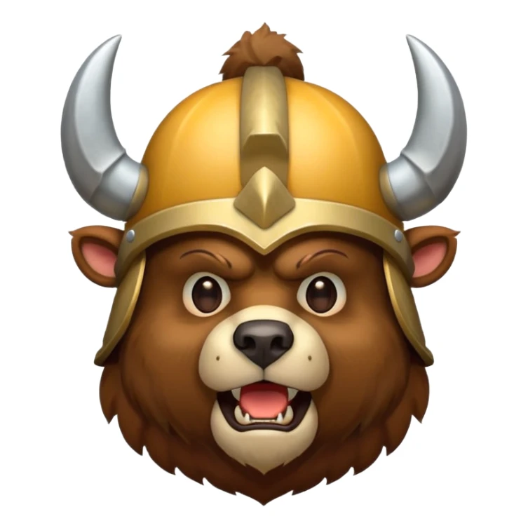 Bear wearing horned helmet growling sticker