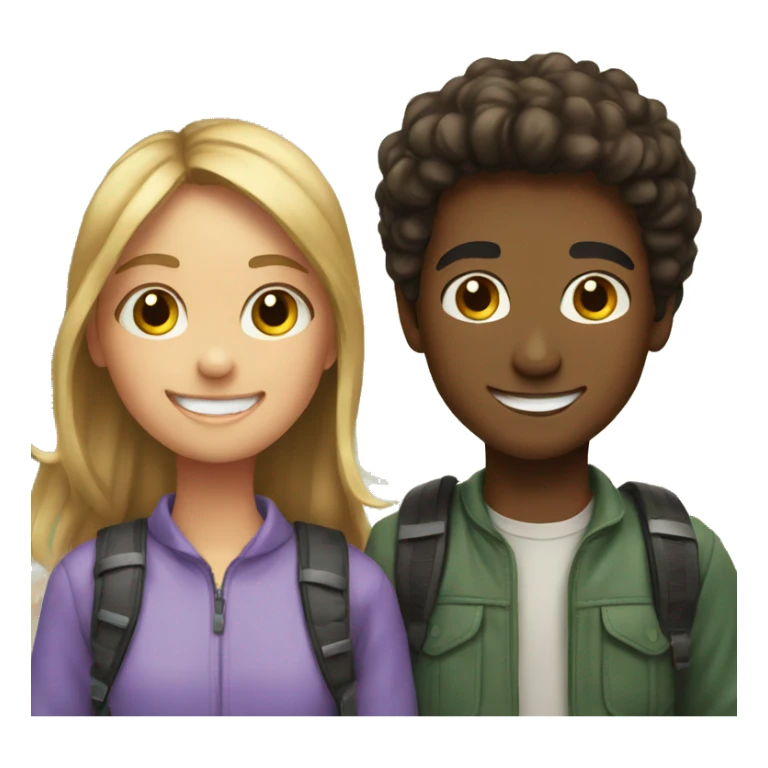 girl and boy outdoors smile sticker