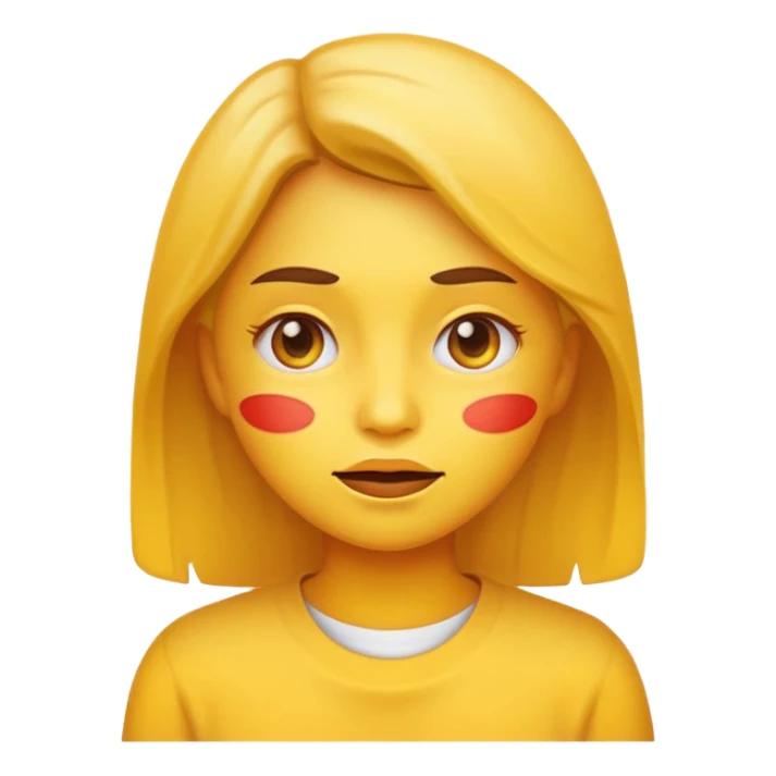 girl classic emoji style yellow face simple features hot overheated expression inspired by 🥵 emoji sticker
