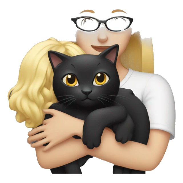 Black cat being held by a blonde woman with glasses sticker