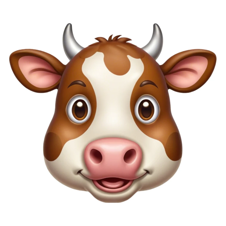 Cinematic Comical Brown Cow Portrait Emoji, Head tilted dramatically with an exaggeratedly amused expression, featuring a striking, glossy brown hide with a playful natural pattern, wide, expressive brown eyes filled with humorous disbelief, Simplified yet hilariously expressive features, highly detailed, glowing with a slightly sassy glow, high shine, dramatic yet playful, stylized with an air of cheeky farmyard mischief, bright and endearing, soft glowing outline, capturing the essence of a spirited and over-the-top cow, so meme-worthy it feels like it could moo its way into internet fame instantly! sticker