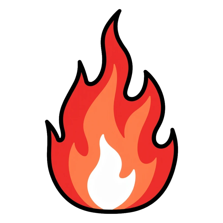 bright red flames, fire with intense red color sticker