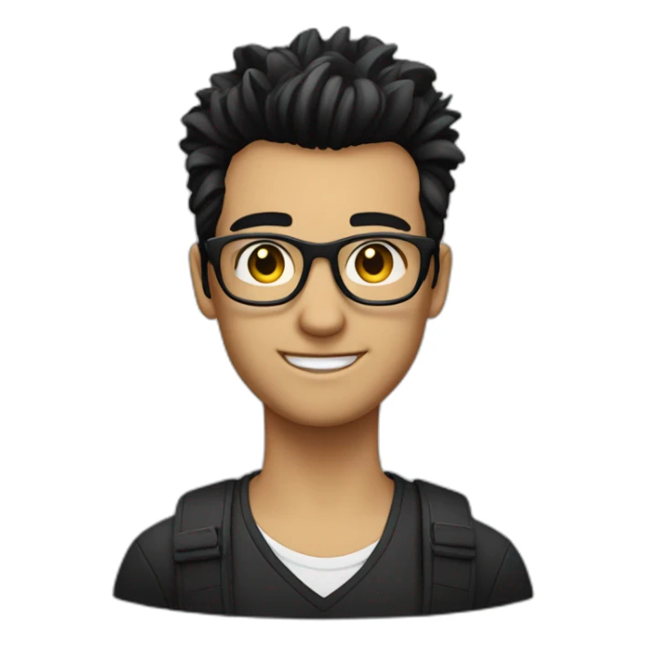 a guy with white coloured spectacles,black coloured Fauxhawk hairstyle sticker