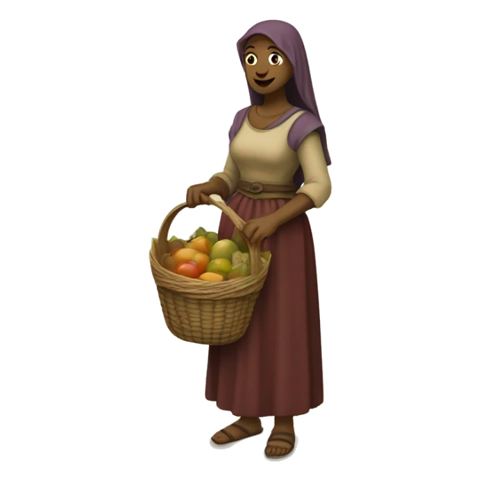 medieval market femal visitor with a basket sticker