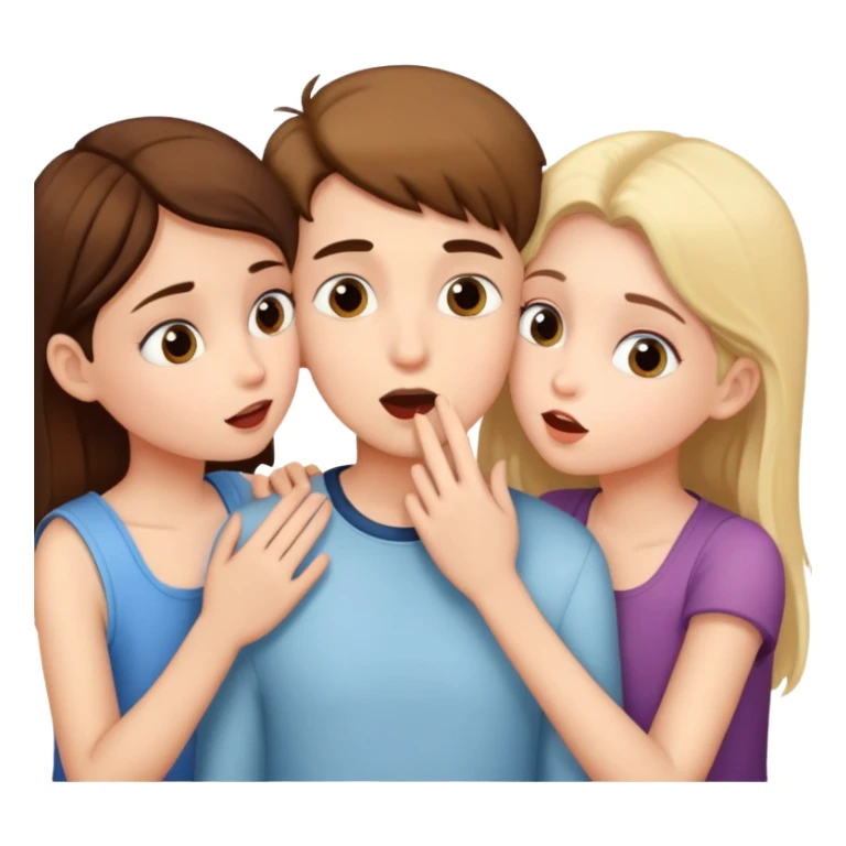 a boy and two girls telling a secret sticker