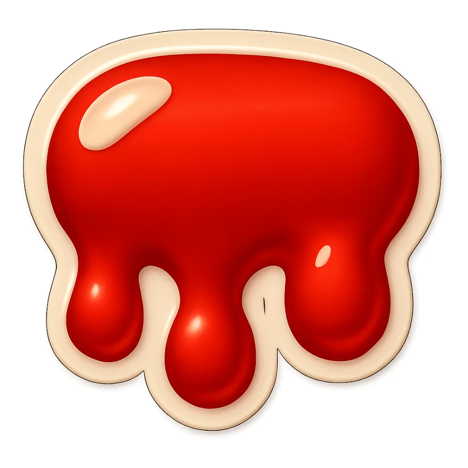 Make the blood drips even shorter, keeping the retro sticker style with a transparent background. sticker