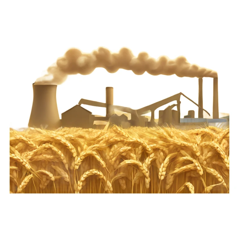 wheat fields and factory with a halo sticker