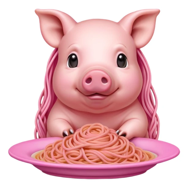   renaissance monalisa pig with pink spaghetti background  sticker