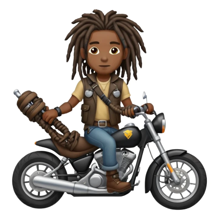 black man with dreads and brace riding a motorcycle  sticker