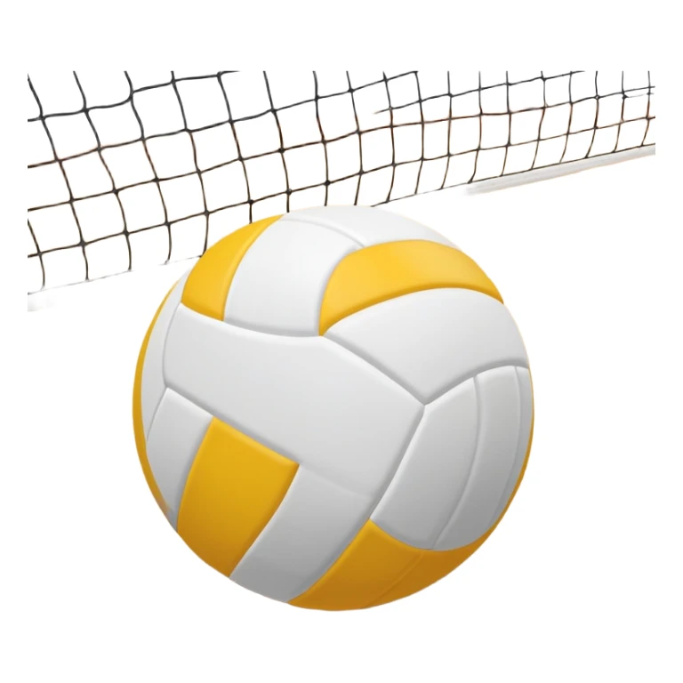 The background shows the stands filled with spectators, creating an energetic atmosphere of a volleyball match, with attention to detail on the equipment and the surrounding environment. A close-up of a volleyball on the court, with the net in focus and the court markings visible.  sticker