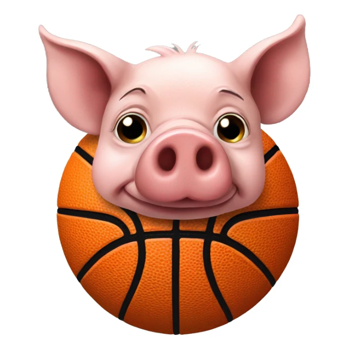 Pig on top of basketball  sticker