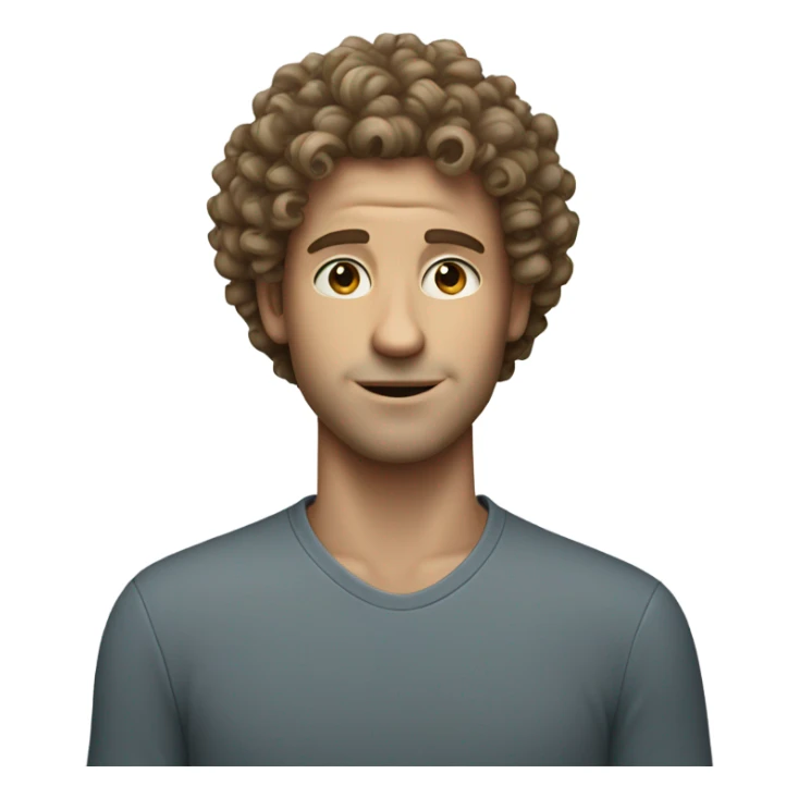 White dude with curly hair and a small face sticker