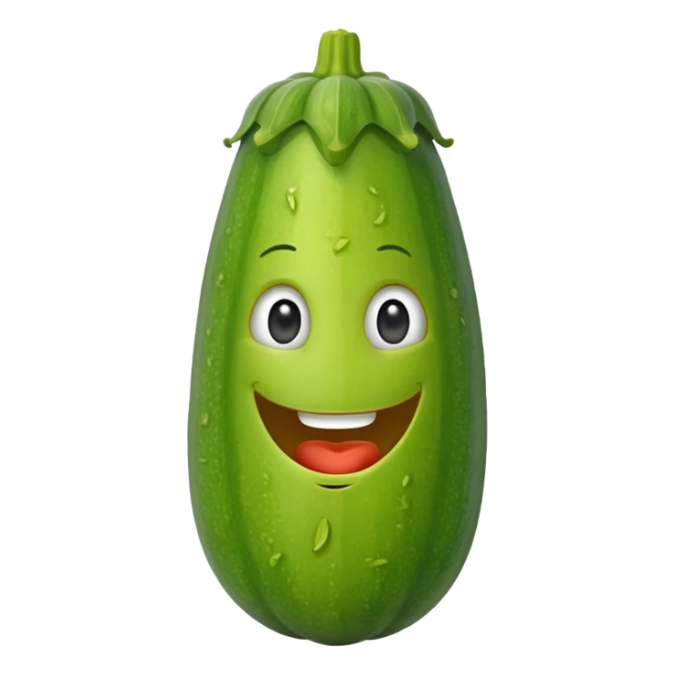 zucchini made out of pickle with a face sticker
