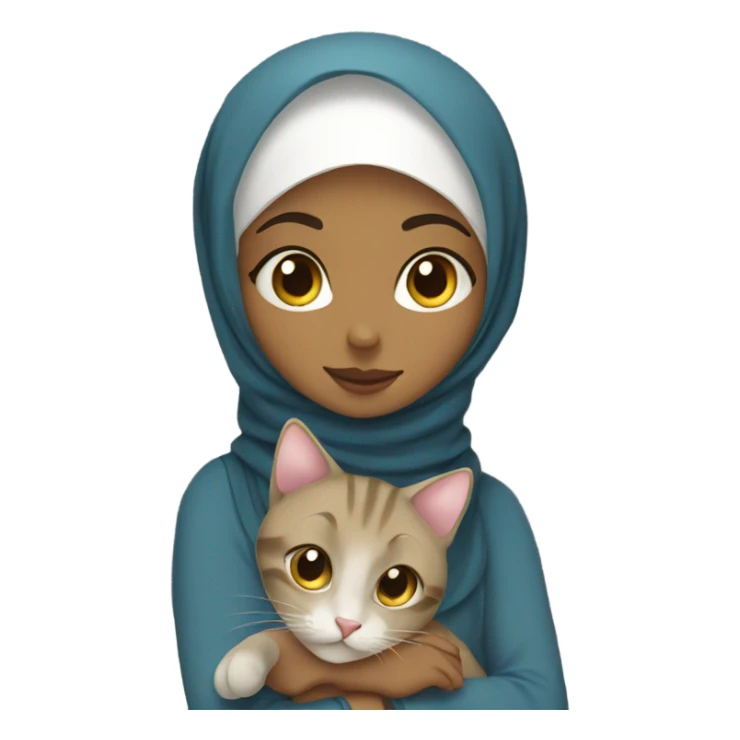 Hijabi girl with cat sticker