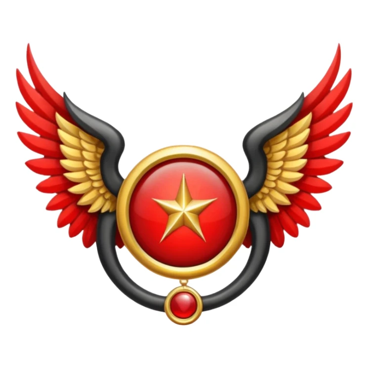 Holy Emblem with black wings and horn and red in the middle sticker
