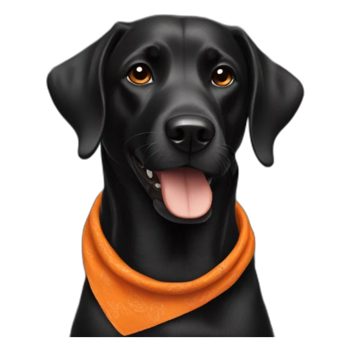 black dog with orange bandana around neck sticker