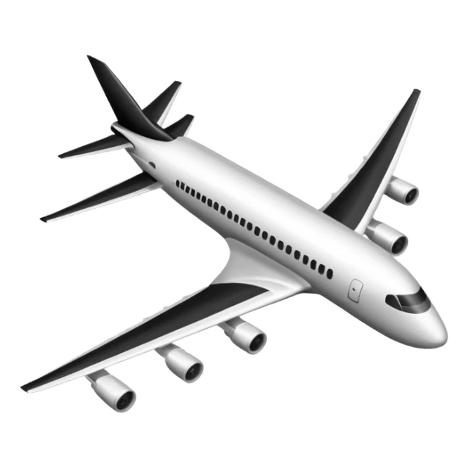 A commercial airplane side on that is black and white sticker