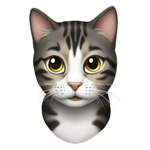 Tabby cat hissing at black haired girl long sticker