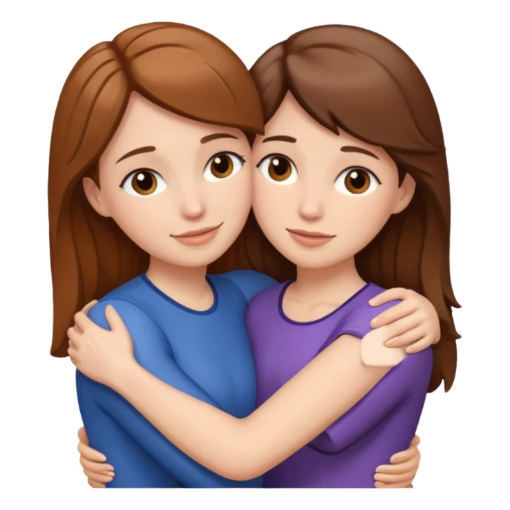 Two whites women with brown hair, hugging sticker