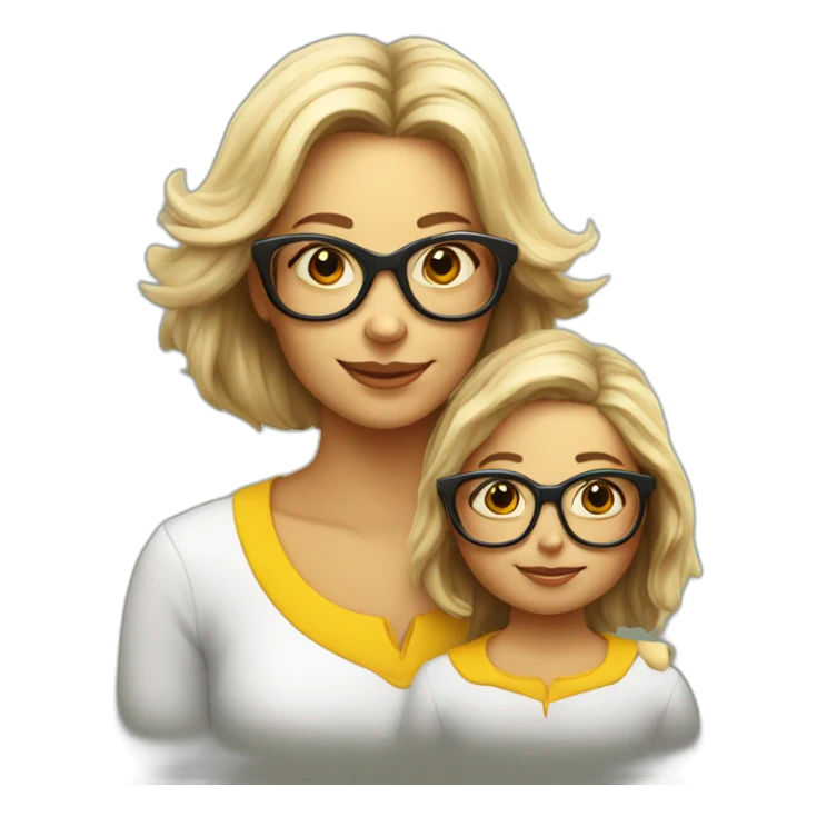 Bees white Mother in glases and daughter 2 years sticker