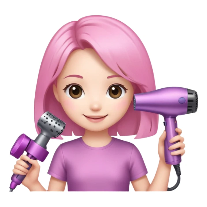 smiling chibi girl holding a Dyson hair dryer sticker
