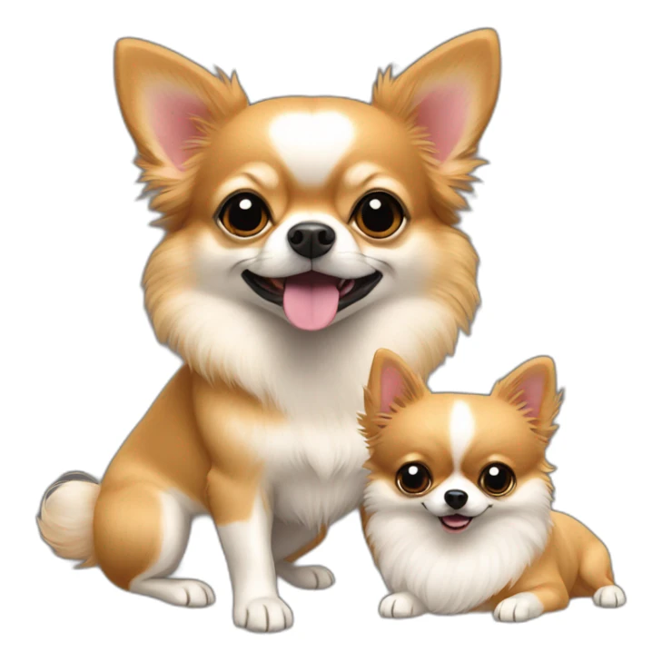 Deux chihuahuas avec un spitz pomeranian sticker