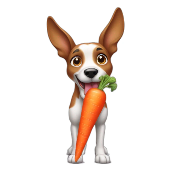 standing dog eating a carrot like bugs bunny sticker
