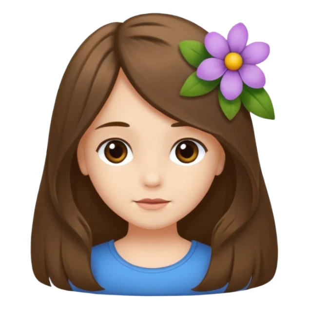 Ein braunhaariges Mädchen (glatte Haare ) mit einen Blume hinter dem ohr lange haare zur Seite kuckend  sticker