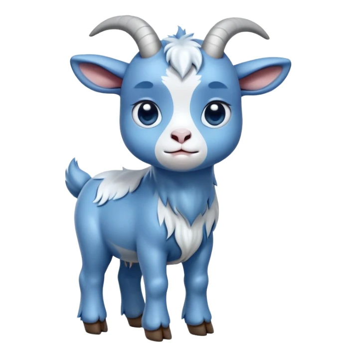 Sad-crying tears-cute-small-full body-blue goat-looking up sticker
